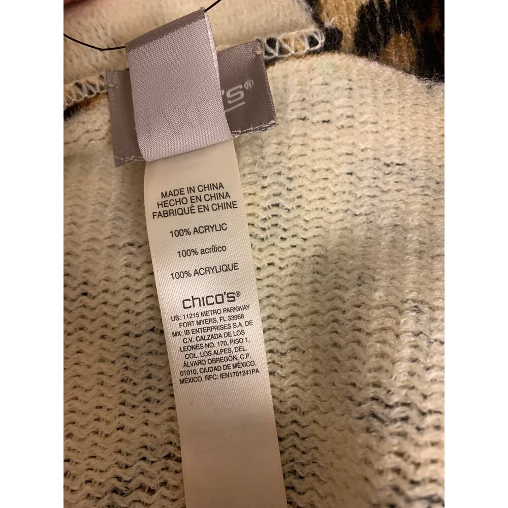 Chico's Poncho Fringe Animal Print Brown & Tan Womens SZ L/XL NWT - Picture 5 of 9